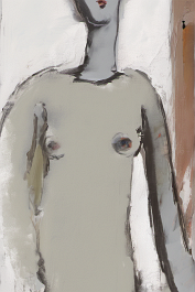 1248943748-DPM++ 2M-7-brush-painted white background canvas, painter's atelier, paintrt's easel, pale tall high model, picture frames, portrait, photo