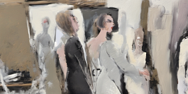 3840293168-DPM++ 2M-7-brush-painted white background canvas, on the left side to the middle a painter's atelier with artist, paintrt's easel, at the r