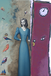 1117819502-DPM++ 2M-7-surrealistic painting, naive, bizarre _BREAK_pastel painting, winter, kite_BREAK_surreal blue-monochrome historical portrait, ta
