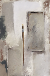 407253890-DPM++ 2M-7-brush-painted white background canvas with a small single centered old antique painter's atelier, painting_ _lora_FDandlSty6_1__