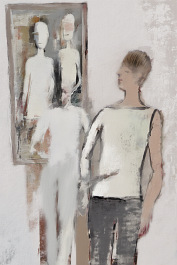545765707-DPM++ 2M-7-brush-painted white background canvas with a small single centered painter's photo-atelier,pale, mirror, painting_ _lora_FDandl