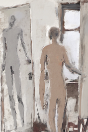 574633482-DPM++ 2M-7-brush-painted white background canvas with a small single centered painter's atelier,separated nude model-photo, window, door, f