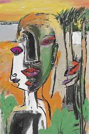 1810314588-DPM++ 2M-7-surrealistic, naive, sunlight, black line scribble, sienna to orange _BREAK_palm, beach, island, yellow to orange_BREAK _pain a