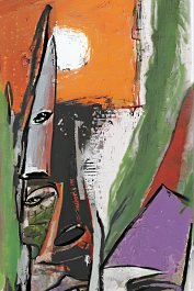 2111699991-DPM++ 2M-7-surrealistic, naive, sunlight, black line scribble, darkred to orange_BREAK_palm, beach, island, yellow to orange_BREAK _painti