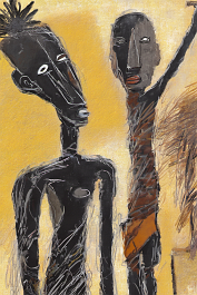 3971476042-DPM++ 2M-7-african figure, statue, african mask, surrealistic, bizarre, op art, thick black scribble, sunlight, palm, african doll, autumn_