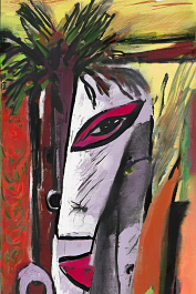 529062523-DPM++ 2M-7-surrealistic, naive, sunlight, black line scribble, darkred to orange_BREAK_palm, beach, island, yellow to orange_BREAK _painti