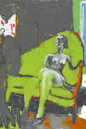 3453018805-DPM++ 2M-9-naive, bizarre, dripping color_BREAK_boy-silhouette, signs, letter, number, sienna_BREAK_lady on sofa, separated monochrome hist