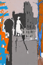 3929933757-DPM++ 2M-9-naive, bizarre, dripping color_BREAK_boy-silhouette, signs, letter, number, sienna_BREAK_lady walking landscape, separated monoc