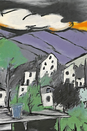 1998759052-DPM++ 2M-7-surrealistic, naive, bizarre, thick black scribble, bavaria_BREAK_sky, sunlight, yellow to orange,white cloud_BREAK_painting, p