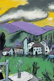 2654598469-DPM++ 2M-7-surrealistic, naive, bizarre, thick black scribble, bavaria_BREAK_sky, sunlight, yellow to orange,white cloud_BREAK_painting, p