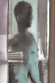 2466460154-DPM++ 2M-7-window, sunlight, _separated black und white photo of a thin nude boy full body,_wooden floor, bookshelf, oak to turquoise to la