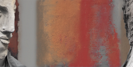 2621930381-DPM++ 2M-7-full body separated bw portrait-photo at the left side, ochre to red to sienna, dripping color, statue_ _lora_FDandlSty6_1_