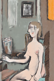 870992431-DPM++ 2M-7-window, sunlight, yelloorange, BREAK_lightturquoise nude girl, table, plant, fine art painting, bizarr, book, BREAK_carped, boo