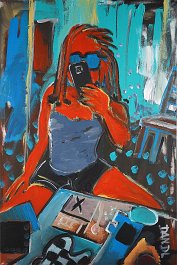 Selfie (red woman) Acryl auf Leinwand 90x60cm