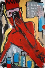 Selfie (red man) Acryl auf Leinwand 90x60cm