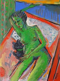 woman with dog 3 Acryl auf Leinwand 60x80cm