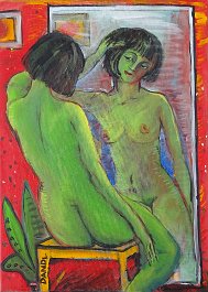 woman in front of the mirror Acryl auf Leinwand 50x70cm