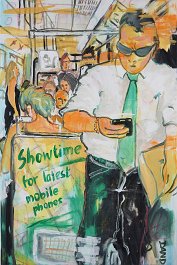Showtime for latest mobile phones Acryl auf Leinwand 120x70cm