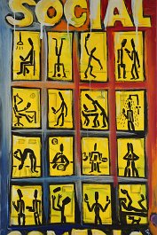 SOCIAL COMEDIA Acryl auf Leinwand 120x70cm