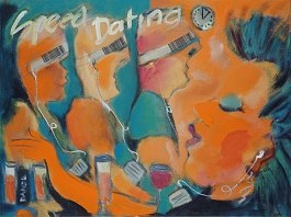 Speed Dating Acryl auf Leinwand 80x60cm Code: Sam, 23, 5'2