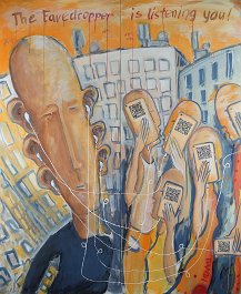 The Eavedropper is listening you! Acryl auf Leinwand (Mischtechnik) 2x70x170cm Code: IP-Nr: 192.168.223.182: „Honey, I love you ...“ IP-Nr: 192.238.213.183: „I hate my boss ...“ IP-Nr:...