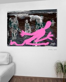 18015_Beach runner Art print on 380g polycotton canvas