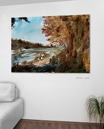 18017_river landscape Art print on 380g polycotton canvas