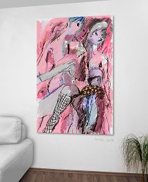 18266_Pink evening Art print on 380g polycotton canvas