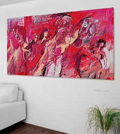 Instructions in red Art print on 380g polycotton canvas