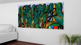 stick figure wall 2 Art print on 380g polycotton canvas