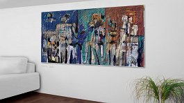 stick figure wall 5 Art print on 380g polycotton canvas