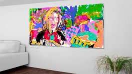 stick figure wall 8 Art print on 380g polycotton canvas