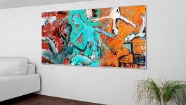 stick figure wall 9 Art print on 380g polycotton canvas
