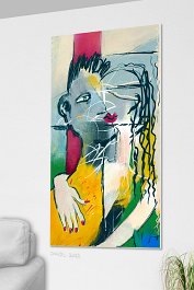 Red pillar 13 Art print on 380g polycotton canvas