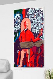Red pillar8 Art print on 380g polycotton canvas