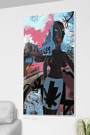 bottle collector 1 Art print on 380g polycotton canvas