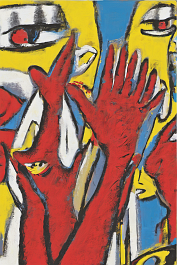 2608667006-DPM++ 2M-7-((( red surface))), three yellow lines, one white doodle, two notes, letter, numbers, sign, naive painting, face, hand, feet,