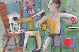 3279558346-DPM++ 2M-7-model, boy, brush, cup, flower, chair, collage, naive painting_ _lora_FDandlSty2_1__