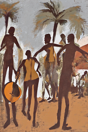 2288806246-DPM++ 2M-8-cuban music band, dancing,palm, hut,color field painting,ochre-sienna, silhouettes in the foreground__lora_FDandlSty2_1__