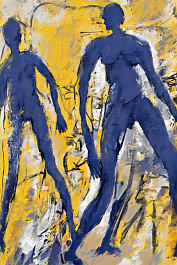 2517261157-DPM++ 2M-7-abstract painting, storm, chaos,thick color,road, sketch, doodle, (((yellow-orange background))),, sunlight, darkblue silhouette