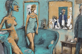 86936150-DPM++ 2M-8-hotel, reception hall, sofa, VIP's, tie,[[ jewelry]], inhouse, lady, turquoise-tan-ochre-darkblue, person face foreground, naiv