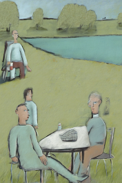 00050-[number]-2037519531-DPM++ 2M-7-picnic, hill, lake, meadow, tre ball, chair, face in the foreground,tan, lightcyan, bluegrey, naive painting_ _lora_FDandlSty6_1