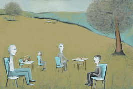 00072-[number]-1033028907-DPM++ 2M-7-picnic, hill, lake, meadow, tree, ball, chair, face in the foreground,tan, lightcyan, bluegrey, naive painting_ _lora_FDandlSty6