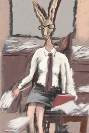 00000-[number]-2928511320-DPM++ 2M-7-woman with white shirt and glasses, hare-head, tie, desk, chair, book, door_ _lora_FDandlSty6_1_