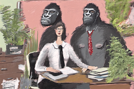 00013-[number]-1207167235-DPM++ 2M-woman with gorilla-head, tie, desk, chair, plants, book, cracy_ _lora_FDandlSty6_1_