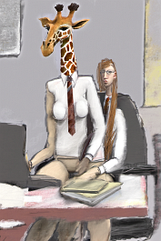 00014-[number]-3116312889-DPM++ 2M-9-woman with white shirt, giraffe-head, tie, desk, chair, book_ _lora_FDandlSty6_1__