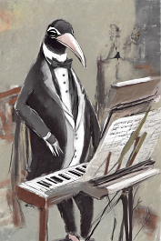00473-[number]-3910689288-DPM++ 2M-6.5-a pinguin plays piano, glasses,tailcoat, tie, oper, music stand_ _lora_FDandlSty6_1_