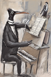 00478-[number]-3188779492-DPM++ 2M-7-a pinguin plays piano, glasses,tailcoat, tie, oper, music stand_ _lora_FDandlSty6_1_