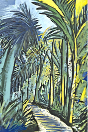 3355906373-DPM++ 2M-6-jungle, big long leaves, sky, walkway, palm, sunlight, naive painting, darkblue-olive-green, pop art_ _lora_FDandlSty2_1_